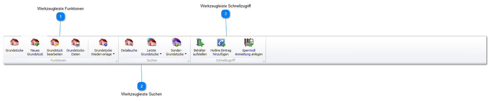 Werkzeugleiste Grundstücke